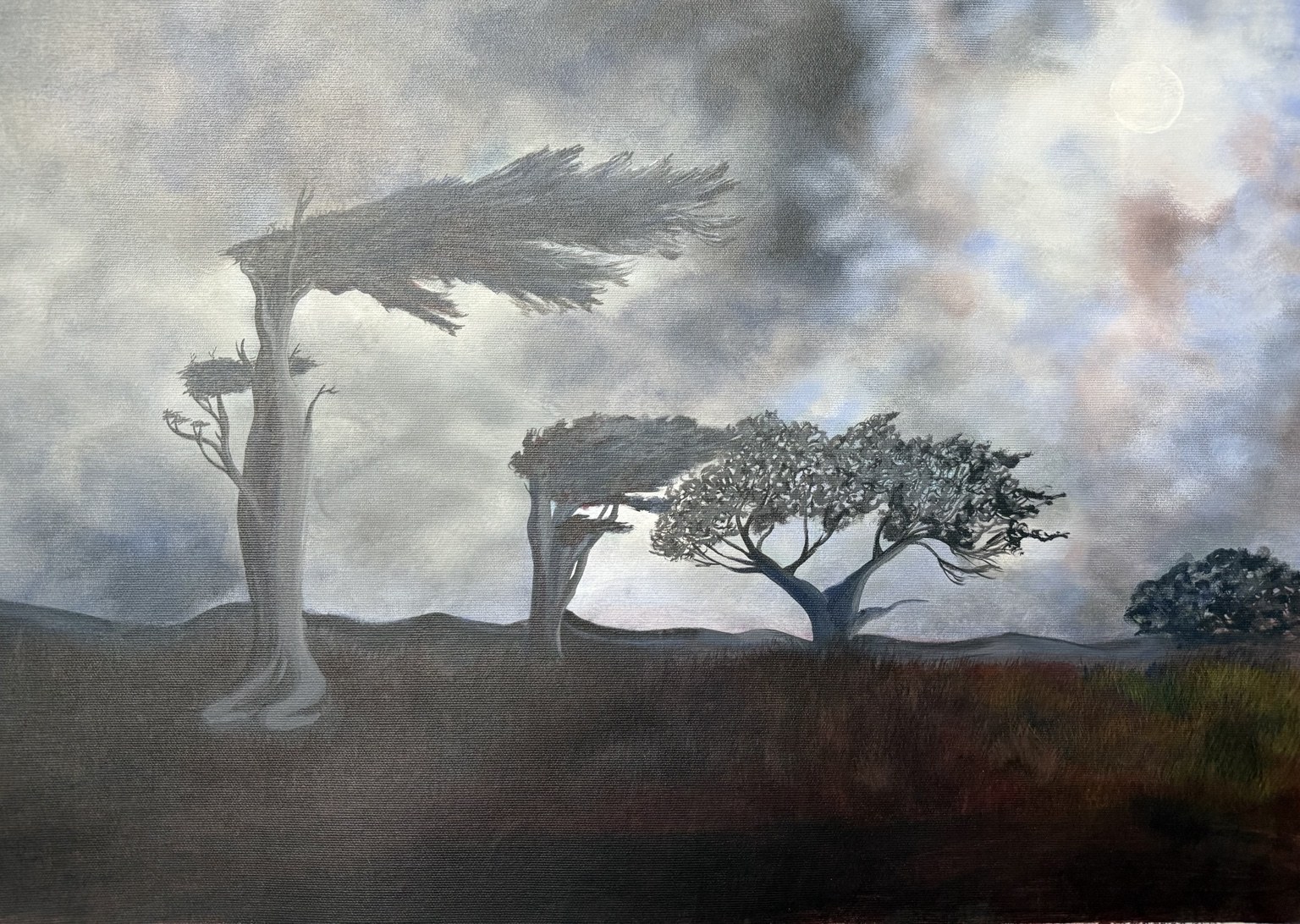 Early acrylic landscape by Juana Guzman