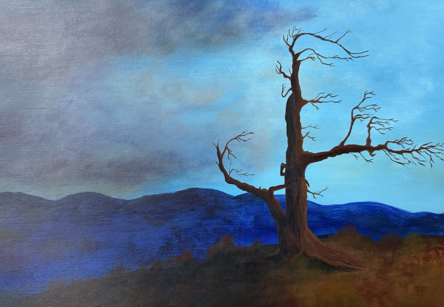Early acrylic landscape by Juana Guzman